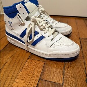 Adidas White and Blue Retro Sneakers